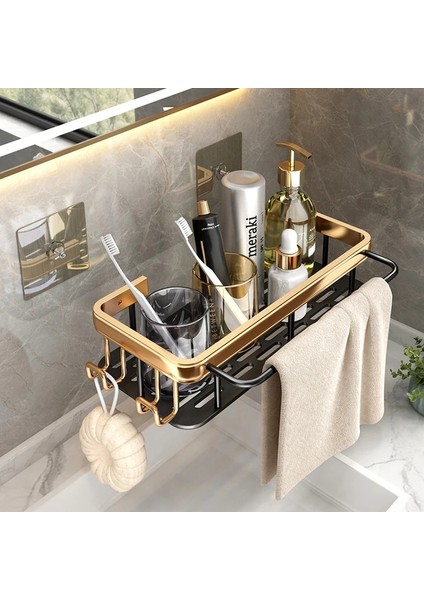 Altın Kalınlaştırmak Tarzı Yumruksuz Banyo Raf Rafları Şampuan Duş Depolama Rafı Mutfak Tutacağı Tuvalet Mutfak Düzenleyici Banyo Aksesuarları Seti (Yurt Dışından) indirimleri