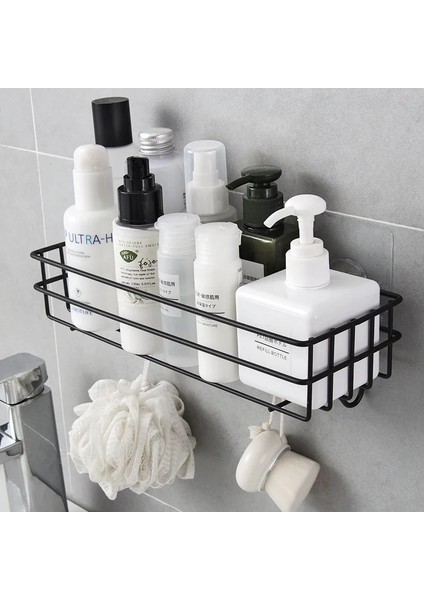 Siyah Stil Banyo Rafı Wc Şampuan Tutacağı Duş Rafları Duvara Monte Mutfak Depolama Sepeti Kozmetik Rafı Ev Düzenleyici Banyo Aksesuarları (Yurt Dışından) fiyatları
