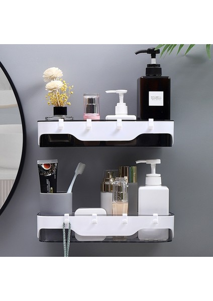 Şeffaf Stil Duvara Monte Depolama Rafı Banyo Rafı Mutfak Için Kancalı Depolama Banyo Aksesuarları Matkap Plastik Konteyner Olmadan (Yurt Dışından) modelleri