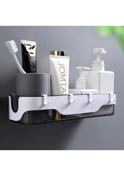 Şeffaf Stil Duvara Monte Depolama Rafı Banyo Rafı Mutfak Için Kancalı Depolama Banyo Aksesuarları Matkap Plastik Konteyner Olmadan (Yurt Dışından) indirimleri