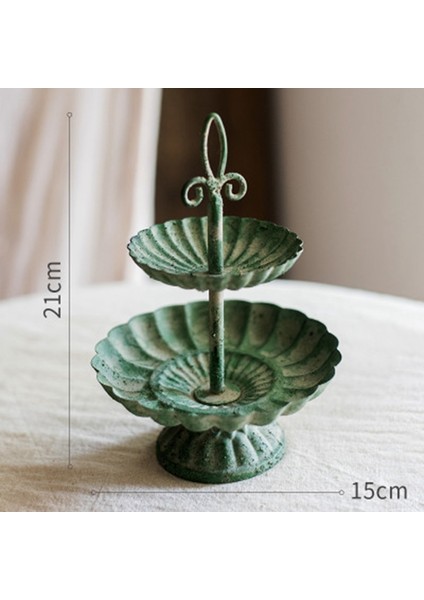 Sıcak 2 Katmanlı Vintage Metal Tepsi Takı Ekran Plakası Antika Tatlı Aperatif Tabağı Ev Masaüstü Kozmetik Çeşitli Eşyalar Organizatör (Yurt Dışından)