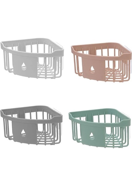 Pembe Tarzı Banyo Rafı Plastik Köşe Depolama Rafı Yapışkanlı Mutfak Düzenleyici Raf Lavabo Sünger Fırça Tuvalet Tutacağı (Yurt Dışından) fiyatları