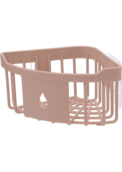 Pembe Tarzı Banyo Rafı Plastik Köşe Depolama Rafı Yapışkanlı Mutfak Düzenleyici Raf Lavabo Sünger Fırça Tuvalet Tutacağı (Yurt Dışından) fırsatları