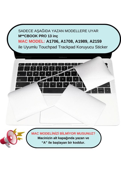 Macbook Pro Sticker Touchpad Trackpad Koruyucu A1706 A1708 A1989 A2159 ile Uyumlu