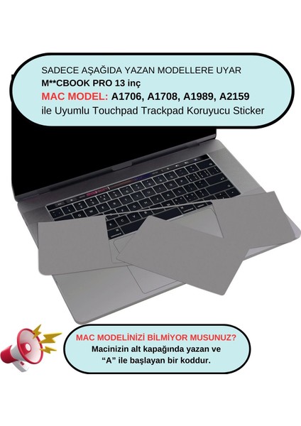 Macbook Pro Sticker Touchpad Trackpad Koruyucu A1706 A1708 A1989 A2159 ile Uyumlu