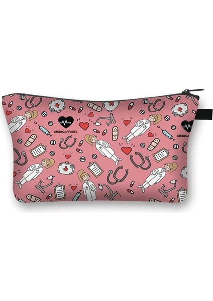 SHZBNURSE01 Stili Hemşire Elektrokardiyogram Baskı Bayan Kozmetik Çantası Hapları Hemşire Kız Saklama Çantası Moda Kozmetik Çantası (Yurt Dışından) modelleri