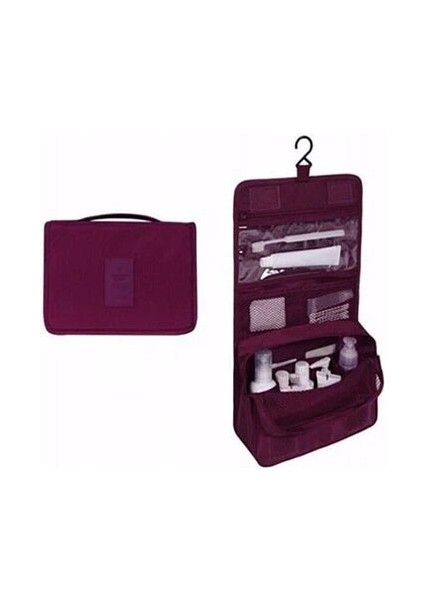 Şarap Kırmızısı Stili Kadın Seyahat Taşınabilir Makyaj Çantası Unisex Asılı Erkekler Yıkama Kozmetik Saklama Çantası Diş Fırçası Tuvalet Kitleri Organizatör Çantaları (Yurt Dışından)