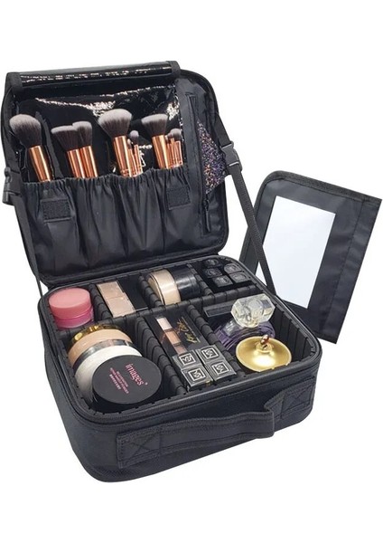 Ayna Stili ile Gül Kırmızısı Yüksek Li Makyaj Çantası Seyahat Kozmetik Çantası Kadın Taşınabilir Beauticia Kadın Makyaj Saklama Kutusu Tırnak Aracı Bavullar (Yurt Dışından)