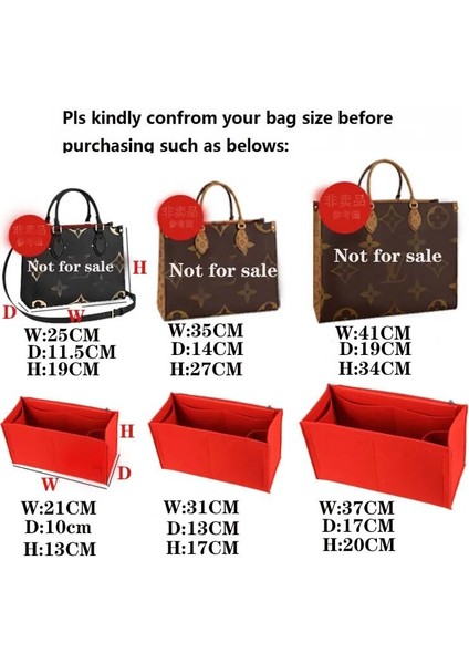 Stil 2 Kırmızı Stil 21X13X10CM Onthego Tote Uyar 3 mm Premium Keçe Ekleme Çanta Organizatör Kozmetik Çantası Çanta Şekillendirici Organizatör Seyahat Iç Çanta (Yurt Dışından) modelleri