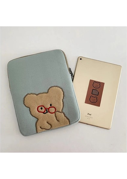 Yeşil 12 13 Inç Tarzı Kore Ayı Laptop Kılıfı Karikatür Gözlük Ayı Ipad Pro Inç Tablet Kol Iç Çanta (Yurt Dışından) fiyatları