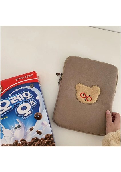Yeşil 12 13 Inç Tarzı Kore Ayı Laptop Kılıfı Karikatür Gözlük Ayı Ipad Pro Inç Tablet Kol Iç Çanta (Yurt Dışından) fırsatları