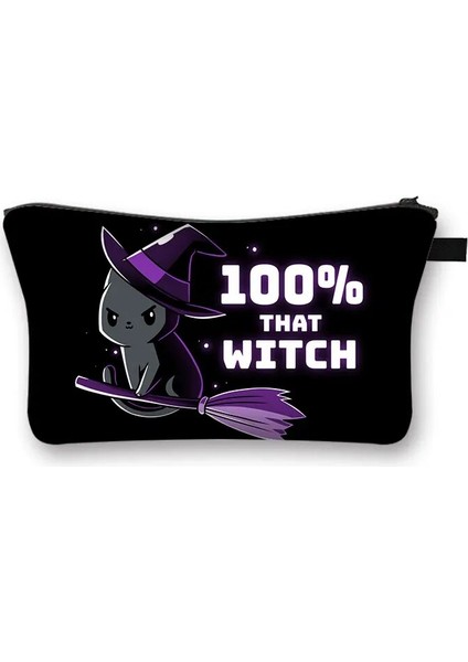 HZBWITCHCW22 Stili Cadı ve Kara Kedi Baskı Kozmetik Durumda Büyücülük Kadın Makyaj Çantaları Bayanlar Seyahat Kızlar Için Saklama Çantası Makyaj Çantaları Organizatörler (Yurt Dışından) fiyatları
