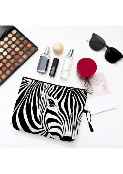Desen 3 Stili 22X13CM Suya Dayanıklı Makyaj Çantası Zebra Şerit Kahverengi Pembe Leopar Baskı Keten Kozmetik Çantası Organizatör Çantası Kadın Güzellik Çantası Seyahat Çantaları (Yurt Dışından)