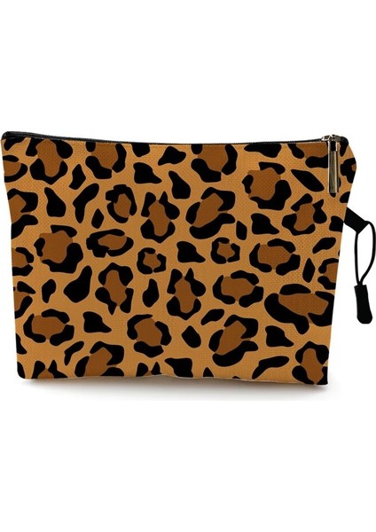 Desen 3 Stili 22X13CM Suya Dayanıklı Makyaj Çantası Zebra Şerit Kahverengi Pembe Leopar Baskı Keten Kozmetik Çantası Organizatör Çantası Kadın Güzellik Çantası Seyahat Çantaları (Yurt Dışından)