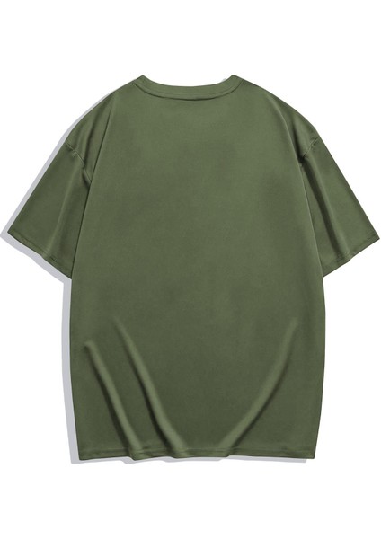 Unisex Oversize Basic T-Shirt Haki