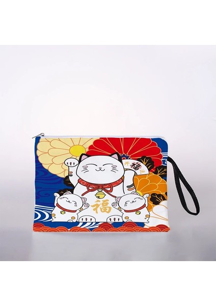 No.9 Tarzı L Beden Kadın Kozmetik Çantası Japon Şanslı Kedi Dijital Baskı Kozmetik Çantası Seyahat Saklama Çantası Kozmetik Çantası (Yurt Dışından)