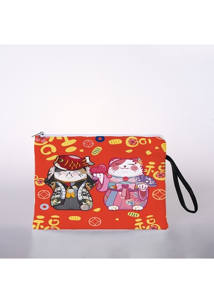 No.9 Tarzı L Beden Kadın Kozmetik Çantası Japon Şanslı Kedi Dijital Baskı Kozmetik Çantası Seyahat Saklama Çantası Kozmetik Çantası (Yurt Dışından) fırsatları