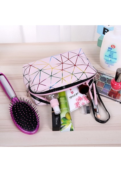 No.3 Tarzı Fudeam Pu Renkli Çizgili Kadın Su Geçirmez Kozmetik Çantası Tuvalet Eşyaları Depolama Organize Taşınabilir Çanta Kadın Seyahat Makyaj Çantaları (Yurt Dışından) fırsatları