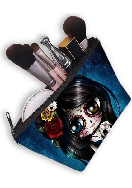 SHZBGOTHICE14 Tarzı Gothic Girs Kozmetik Çantası Kadın Makyaj Çantası Kız Kafatası Baskı Kozmetik Çantası Tuvalet Çantası Fermuar Kılıfı Seyahat Organizatör Çantaları (Yurt Dışından) fiyatları