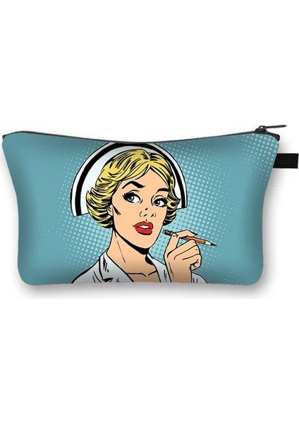 SHZBBLM61 Stili Hemşire Hastane Doktor Desen Sevimli Kozmetik Durumda Profesyonel Kadınlar Için Makyaj Çantası Moda Saklama Torbaları Çanta Fermuar Kılıfı (Yurt Dışından)