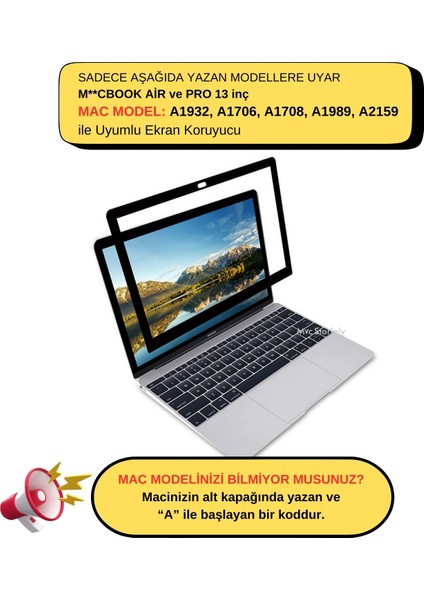 Macbook Air Pro Ekran Koruyucu A1708 A1706 A1989 A2159 A1932 ile Uyumlu Anti Glare