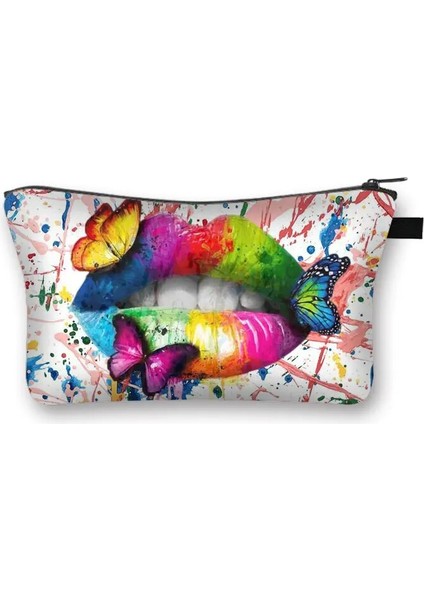 SHZBLELIPSCW27 Stili Gül Leopar Dudaklar Kozmetik Durumda Kadın Moda Makyaj Çantası Bayanlar Tuvalet Çantası Ruj Organizatör Fermuar Kılıfı Kadın Makyaj Çantaları (Yurt Dışından)
