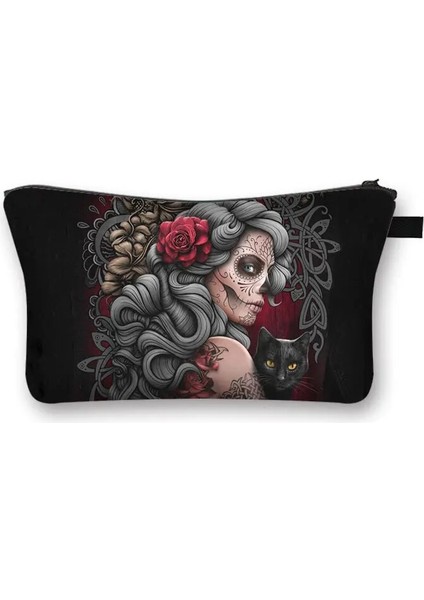 SHZBGOTHICE15 Tarzı Gotik Melek Wicca Cadı Kozmetik Çantası Kadın Makyaj Çantası Lady Kozmetik Çantaları Seyahat Için Taşınabilir Kız Makyaj Ruj Organizatör (Yurt Dışından)