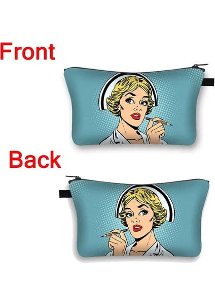 SHZBNURSE02 Stili Hemşire Hastane Doktor Desen Sevimli Kozmetik Durumda Profesyonel Kadınlar Için Makyaj Çantası Moda Saklama Torbaları Çanta Fermuar Kılıfı (Yurt Dışından) indirimleri