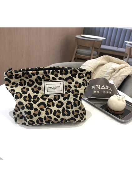 Pembe Stil Büyük Kadın Leopar Kozmetik Çantası Tuval Su Geçirmez Fermuar Makyaj Çantası Seyahat Yıkama Makyaj Organizatör Güzellik Çantası (Yurt Dışından) fırsatları