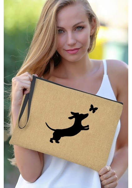 Q03019-A012BR-S Stili Basit Dachshund Aşk Moda Fermuar Kozmetik Çantası Köpek Anne Hayat Makyaj Tuvalet Çantası Ruj Maskara Organizatör Çanta Seyahat Çantası (Yurt Dışından) fırsatları