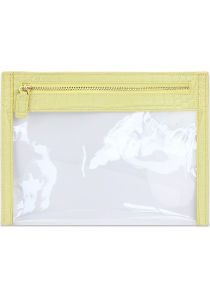 Timsah Sarı Tarzı 25.5X19CM Kişiselleştirilmiş Timsah Derisi Kadın Seyahat Makyaj Çantaları Temizle Tpu Seyahat Yıkama Çantası Küçük Pvc Kese Debriyaj Çantası (Yurt Dışından)
