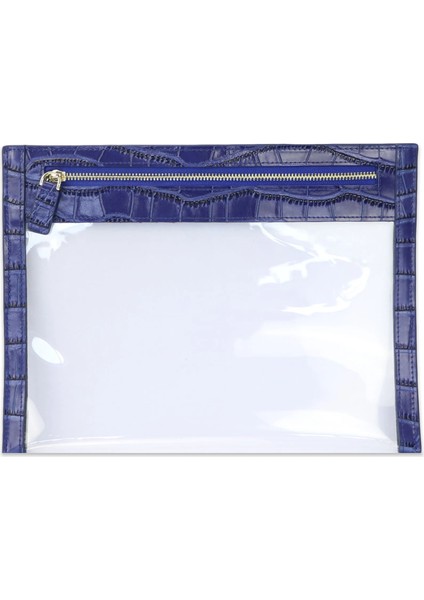 Timsah Mavisi Tarzı 25.5X19CM Kişiselleştirilmiş Timsah Derisi Kadın Seyahat Makyaj Çantaları Temizle Tpu Seyahat Yıkama Çantası Küçük Pvc Kese Debriyaj Çantası (Yurt Dışından)
