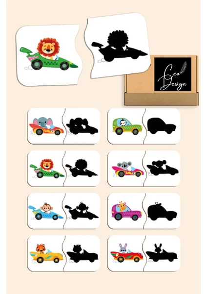 Ceo Design Gölgemi Bul Bebek Puzzle Eşleştirme Oyunu Ahşap 6 - 24 Aylık Bebekler Için