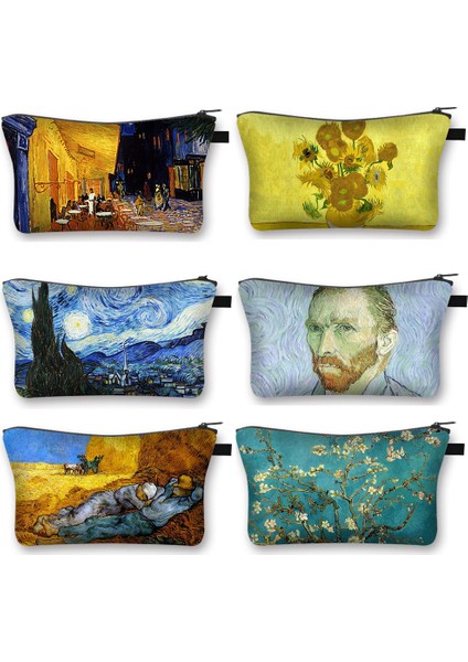 SHZBVANGOC10CW Stili Van Gogh Tarafından Yağlıboya Kozmetik Durumda Ayçiçeği Yıldızlı Gece Kadın Makyaj Çantası Çanta Kız Güzellik Tuvalet Çantaları Küçük Çanta (Yurt Dışından) modelleri
