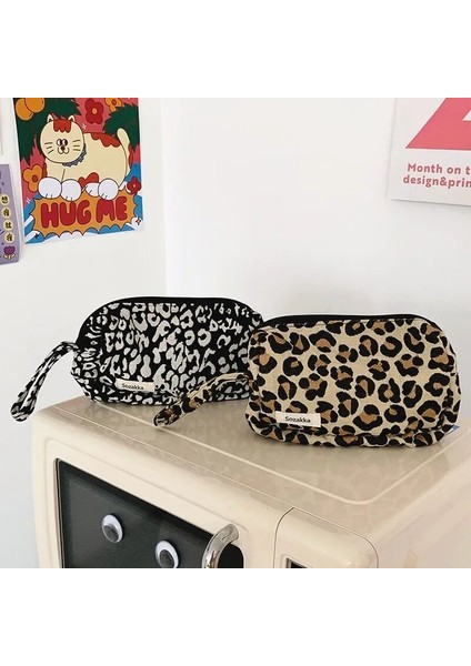 Mini Ekose Tarzı Purdored Moda Kadın Leopar Kozmetik Çantası Büyük Makyaj Çantası Seyahat Güzellik Makyaj Organizatör Tuvalet Çantası Bilek Bandı ile (Yurt Dışından) indirimleri