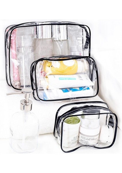 Siyah Stil L Beden 1 Adet Şeffaf Makyaj Çantası Kadın Kozmetik Çantası Pvc Seyahat Organizatör Temizle Güzellik Durumda Tuvalet Yıkama Su Geçirmez Saklama Çantası (Yurt Dışından) fırsatları