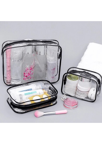 Siyah Stil L Beden 1 Adet Şeffaf Makyaj Çantası Kadın Kozmetik Çantası Pvc Seyahat Organizatör Temizle Güzellik Durumda Tuvalet Yıkama Su Geçirmez Saklama Çantası (Yurt Dışından) indirimleri