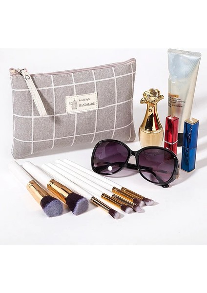 F Stili Etya Kadın Ekose Makyaj Çantası Sevimli Kozmetik Makyaj Çantası Seyahat Bayanlar Fermuar Tuvalet Kalem Çanta Organizatör Çanta Kılıfı Çanta (Yurt Dışından) indirimleri