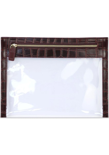 Croco Bordo 2 Stili 25.5X19CM Kişiselleştirilmiş Timsah Derisi Kadın Seyahat Makyaj Çantaları Temizle Tpu Seyahat Yıkama Çantası Küçük Pvc Kese Debriyaj Çantası (Yurt Dışından)