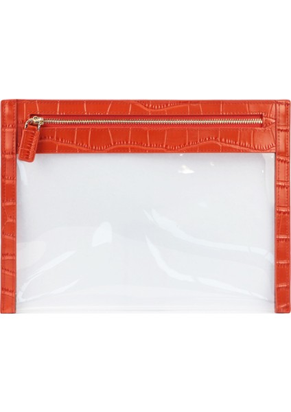 Timsah Turuncu Tarzı 25.5X19CM Kişiselleştirilmiş Timsah Derisi Kadın Seyahat Makyaj Çantaları Temizle Tpu Seyahat Yıkama Çantası Küçük Pvc Kese Debriyaj Çantası (Yurt Dışından)