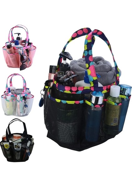 Siyah Stil Erkek Taşınabilir Örgü Duş Caddy Hızlı Kuru Kadın Tote Asılı Banyo Tuvalet Organizatör Çanta 7 Depolama Cepler Çift Kolları Coll (Yurt Dışından) modelleri