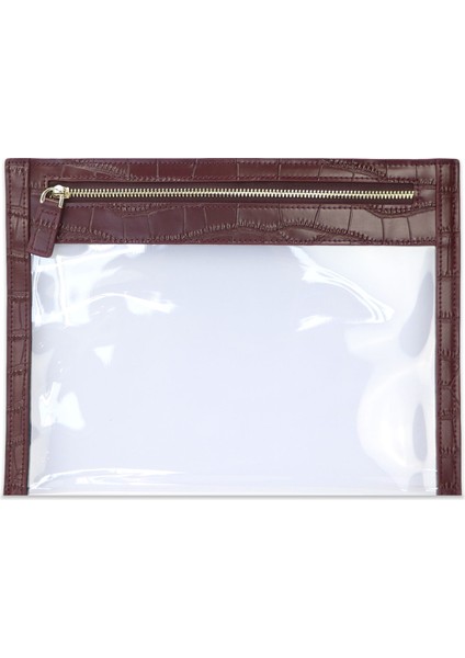 Croco Bordo 1 Stil 25.5X19CM Kişiselleştirilmiş Timsah Derisi Kadın Seyahat Makyaj Çantaları Temizle Tpu Seyahat Yıkama Çantası Küçük Pvc Kese Debriyaj Çantası (Yurt Dışından)