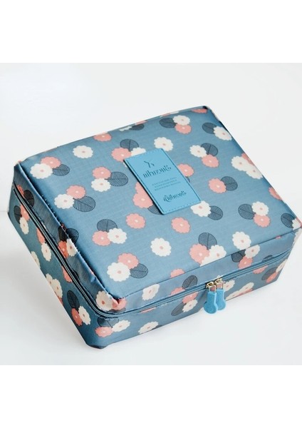 Pembe Leopar Stili 22X8X8CM Dn Mini Taşınabilir Kozmetik Makyaj Çantası Yıkama Organizatör Saklama Torbaları Kadın Seyahat Çift Katmanlı Güzellik Tuvalet Kılıfı Kiti Banyo Kılıfı (Yurt Dışından) modelleri