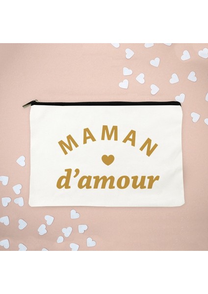 W00539-TBWH-D Stili Maman D'amour Aşk Anne Baskılı Kadın Makyaj Çantası Sonsuza Kadar Sevgi Dolu Anne Pamuk Kılıfı Depolama Organizatör Anne Için Noel Hediyesi (Yurt Dışından)