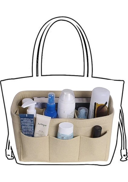 No.1 Tarzı 26X15X14CM Moda Kadın Çantası Kozmetik Çantaları ve Makyaj Organizatörü Çanta Için Keçe Takma Çanta Keçe Kumaş Iç Çanta Çeşitli Çantalara Uyar (Yurt Dışından) fırsatları