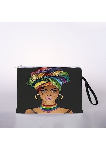 No.7 Tarzı L Beden Afrikalı Kadın Kozmetik Çantası Su Geçirmez Baskı Moda Kaplumbağa Yaprağı Tuvalet Çantası Özel Seyahat Debriyaj (Yurt Dışından) modelleri
