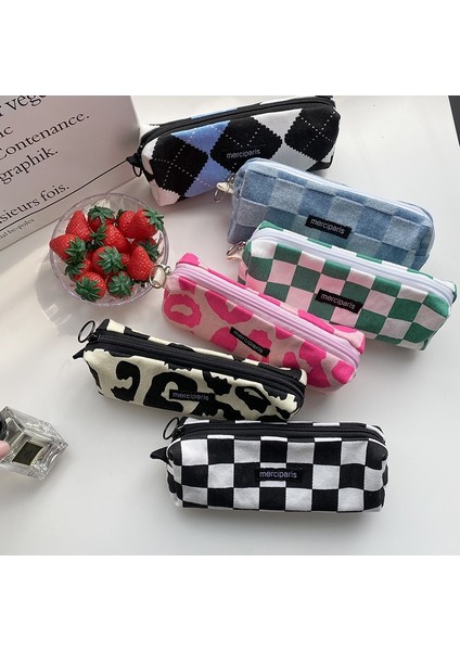 Büyük Pembe Leopar Stili Japon Tarzı Ekose Kozmetik Çantası Kadın Kanvas Çanta Çanta Organizatör Kalem Çantaları Ruj Çanta Makyaj Çantası Kadın Leopar Çanta (Yurt Dışından) fiyatları