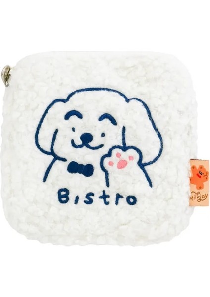 Beyaz Stil Sevimli Bayan Mini Kozmetik Çantası Çanta Organizatör Peluş Nakış Ayı Köpek Tavşan Hijyenik Ped Tampon Saklama Kılıfı Kız Güzellik Kılıfı (Yurt Dışından)