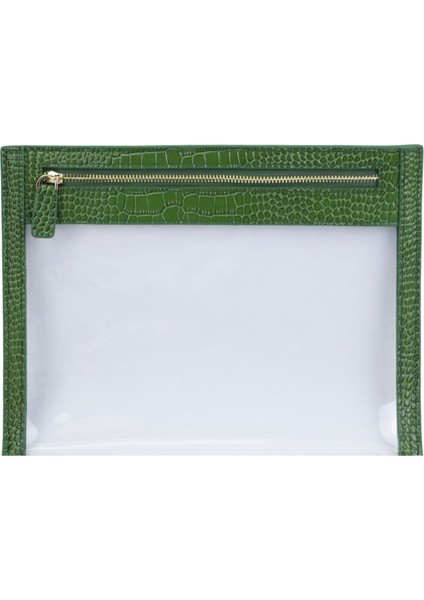 Timsah Yeşili Tarzı 25.5X19CM Kişiselleştirilmiş Timsah Derisi Kadın Seyahat Makyaj Çantaları Temizle Tpu Seyahat Yıkama Çantası Küçük Pvc Kese Debriyaj Çantası (Yurt Dışından)