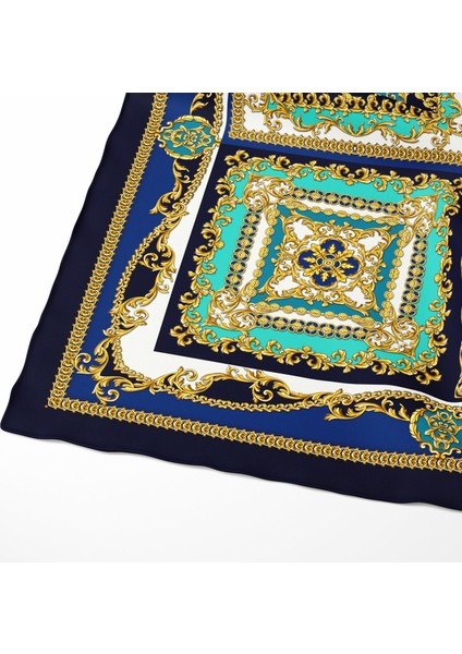 Ipek Twill Dörtlü Barok Desen Kırmızı Kadın Eşarp
